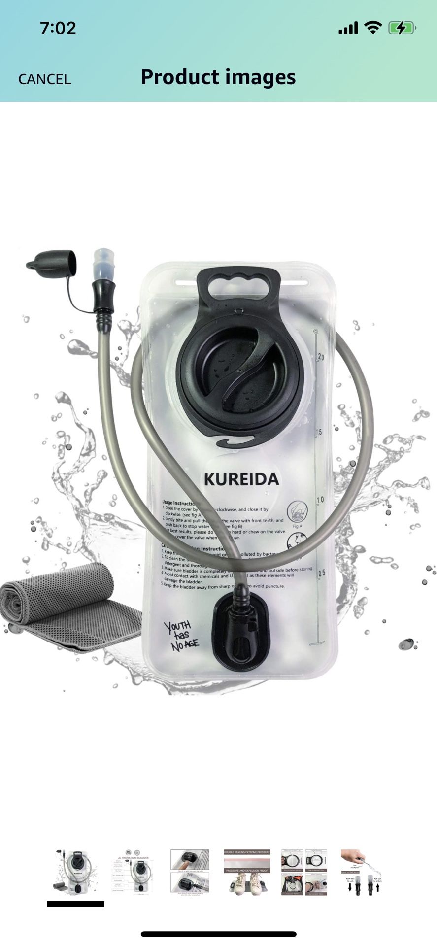 KUREIDA Hydration Bladder 2 Liter Leak Proof Water Reservoir,BPA Free,Wide Opening, Military Water Bladder Combined with Hydration Backpacks for Bikin