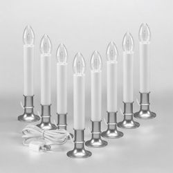 8 Pack Electric Window Candle, Silver Plated Base Window Candles with Sensor Dusk to Dawn. 9”
