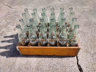 Vintage Coke Bottles with Crate