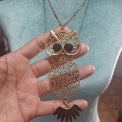 Filigree Owl Pendant Necklace 