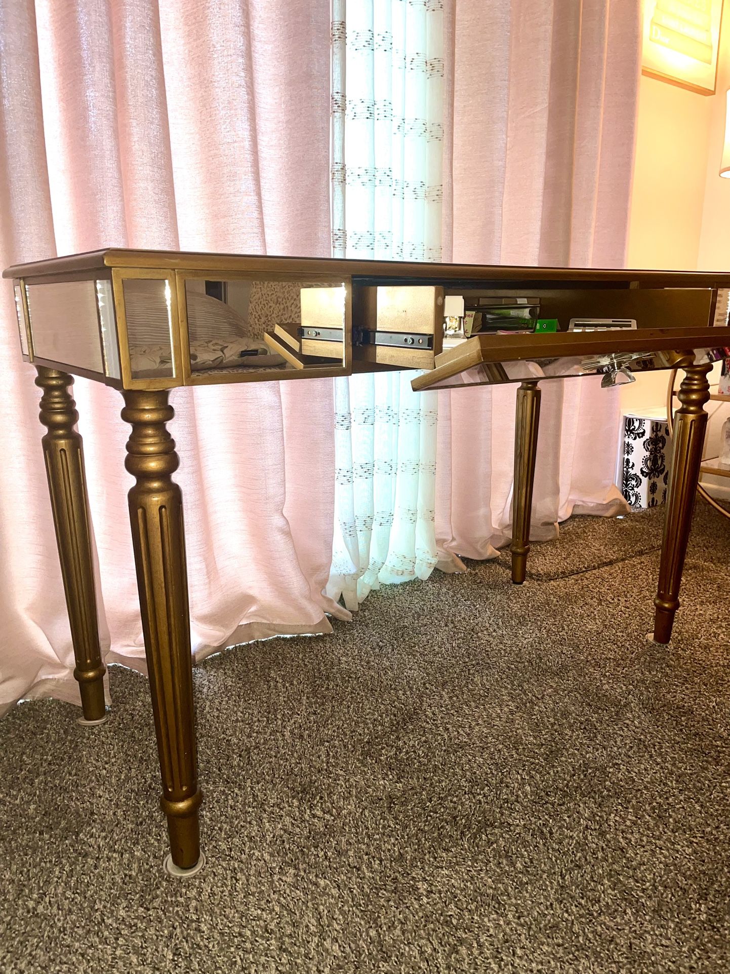 Glam Mirrored Desk or Vanity super Sturdy Well-Made