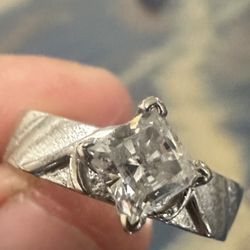 Simulated diamond, Silver ring Coated in white gold