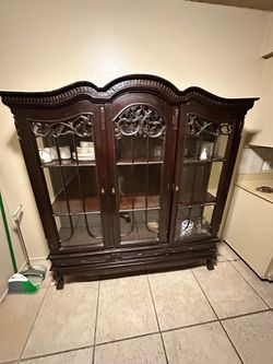 Vintage Solid Wood China Cabinet / Display Hutch