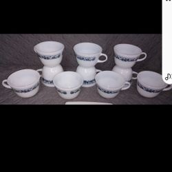 Pyrex Blue Onion Coffee Cup Mugs Lot Of 10