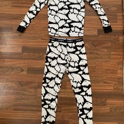 Cat & Jack Halloween Pajamas Black White Ghost PJ Set Unisex Size 14 Shirt Pants