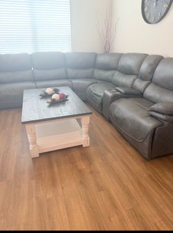 Gray sectional reclining(3) coach