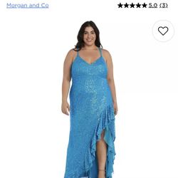 Morgan And Co, Blue Sequin Dress Size 20W, Brand New With Tags 