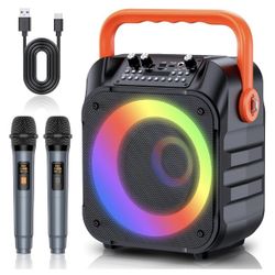 Karaoke Machine with 2 Wireless Microphones,Portable Karaoke Machine for Adults & Kids,Karaoke Microphone with PA System,Karaoke Speaker Supports for