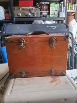 Vintage wooden tackle box