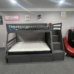 Twin/ Full Bunk Bed With Storage 