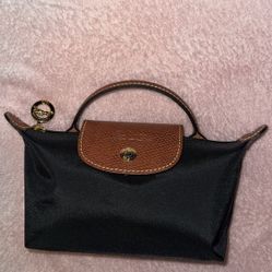 LONGCHAMP LE PILAGE ORIGINAL POUCH WITH HANDLE - BLACK