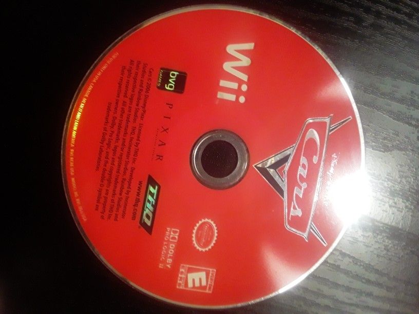 Disney Pixar Cars Wii Game Disc