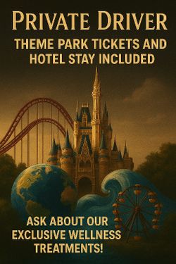 PRIVATE DRIVER with Orlando THEME PARKS Sea World Disney Universal