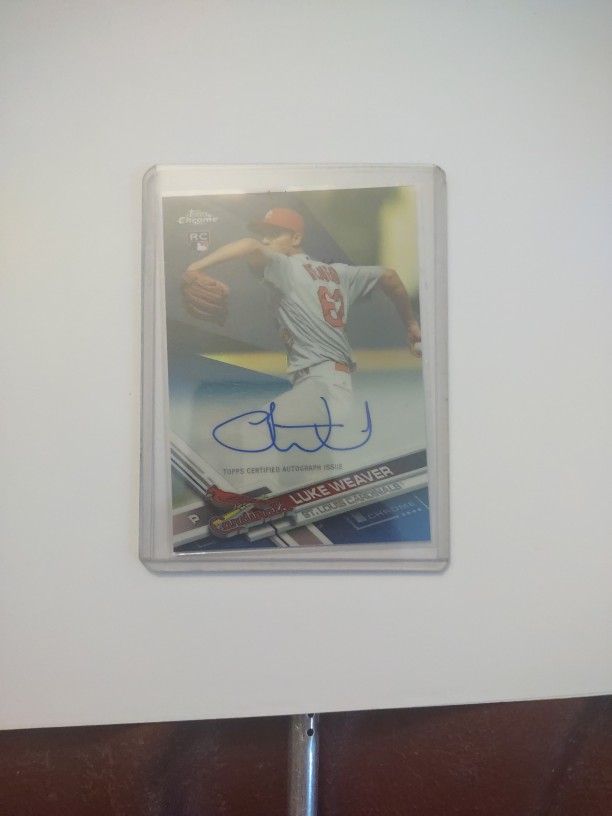 2017 Topps Chrome Blue Refractor #/150 RC Luke Weaver Auto Rookie Card