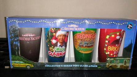 National Lampoons Christmas Vacation Movie Collectors Series Pint Glass 4 Pack New In Box
