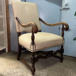 Wooden French Nailhead Arm Chair 