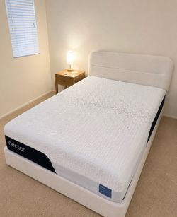 Full-Size Upholstered Bed Frame & Nectar Memory Foam Mattress