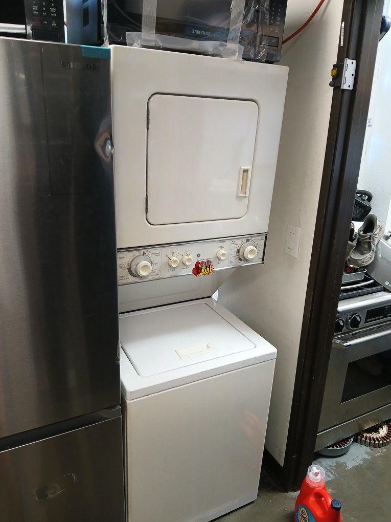 GE 24" STACKABLE ALMOND COLOR COMPACT WASHER AND ELECTRIC DRYER