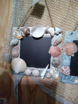 Square Chalk Board Shell Art