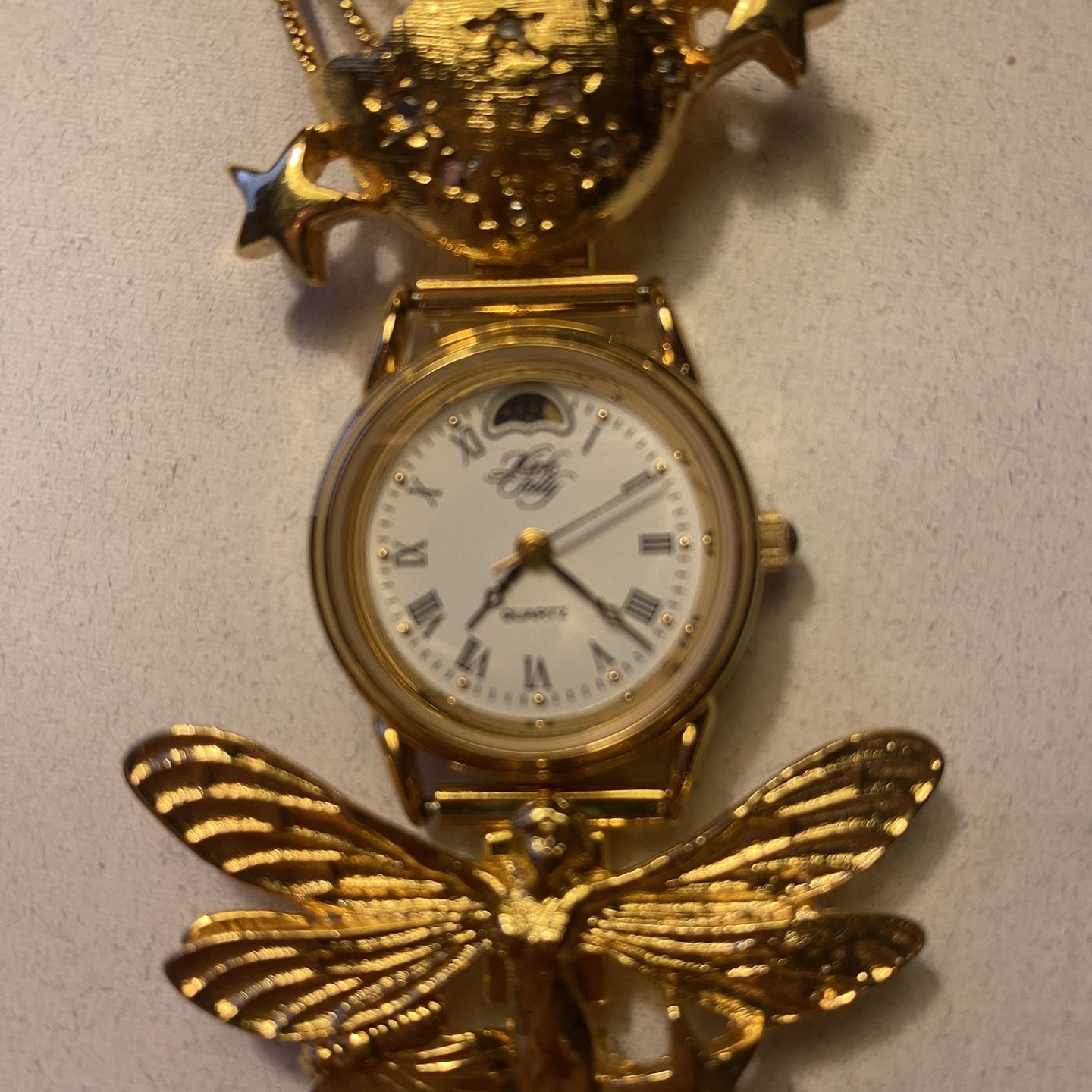 Kirks Folly Flying Fantasies Gold/Rhinestone Wristwatch for 