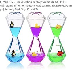 3 Pack Liquid Motion Bubbler For Kids -Liquid Timer for Sensory Play, Calming &Relaxing, Autism Toys | Sensory Desk Toys
