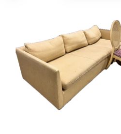 Verellen organic linen modern tan couch