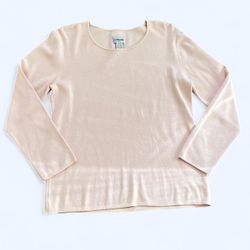 Chico’s Medium Solid Light Pink Long Sleeve Silk Knit Crew Neck Sweater Top