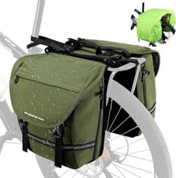 Green nylon saddle bags