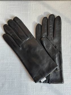 NEW, Vintage Italian, Black Leather Gloves, size 8