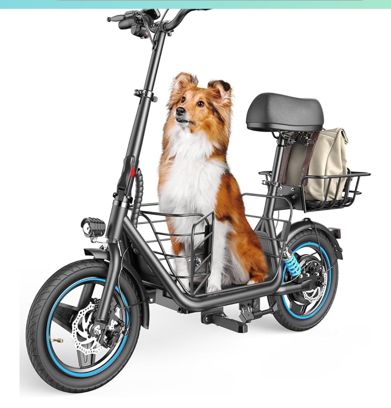 Gyroor Adults Electric Scooter with Large Middle Basket, 550W Motor 18.6 MPH 20 Mile Distance, Foldable E-Scooter with seat for Pets & Cargo