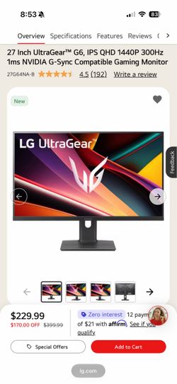 LG 27” Gaming Monitor
