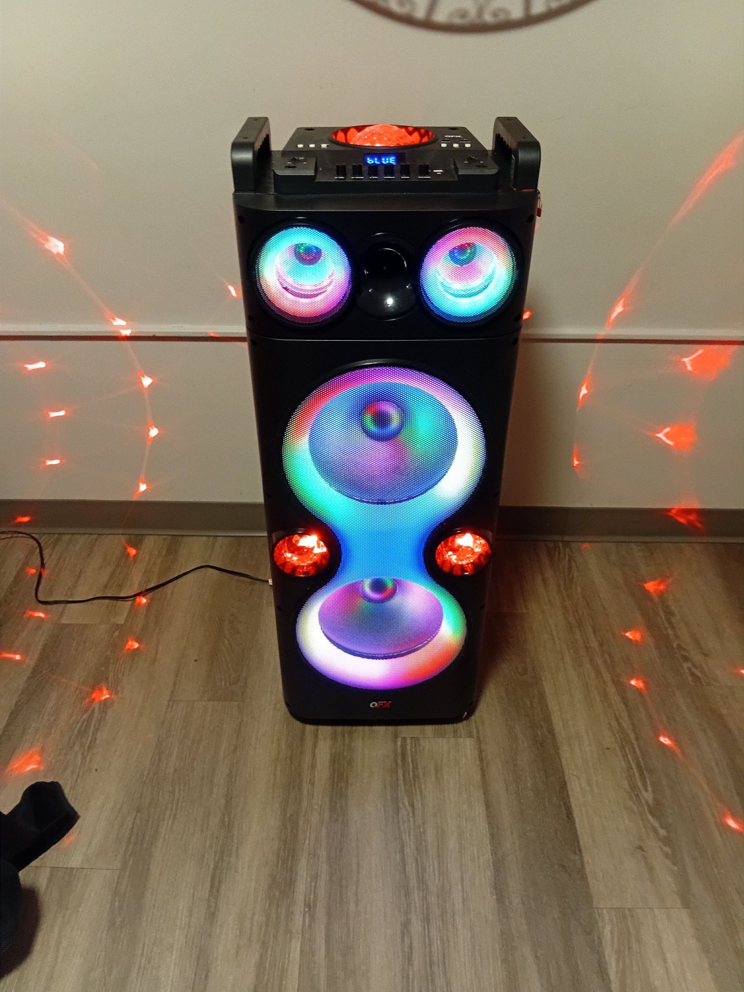 QFX PBX-1260 Dual 12" Party Speaker With Rechargeable Battery and LED Lights