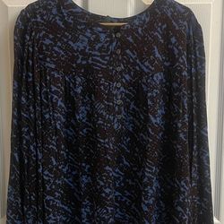 Brand new Ladies blue & black peasant blouses sizes 0X & 1X