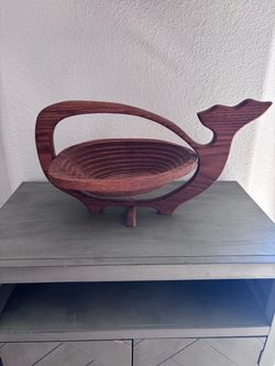 Wooden Whale-Shaped Fruit Basket