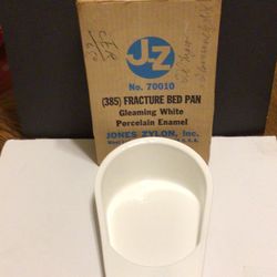 Vintage NIB white Porcelain Enamel Bed Pan
