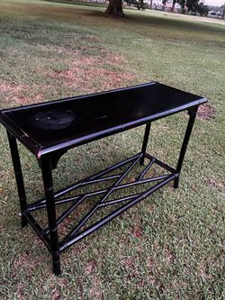 Vintage Black Faux Bamboo Console Table