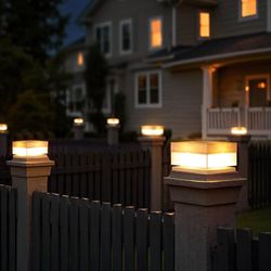 8 Pack Off White Solar Post Cap Lights with 2 Modes (Warm/White) for 4x4 or 5x5 - Retail $65