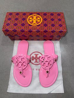 Tory Burch Miller Sandals Pink Patent size 37 so SIZE 6.5