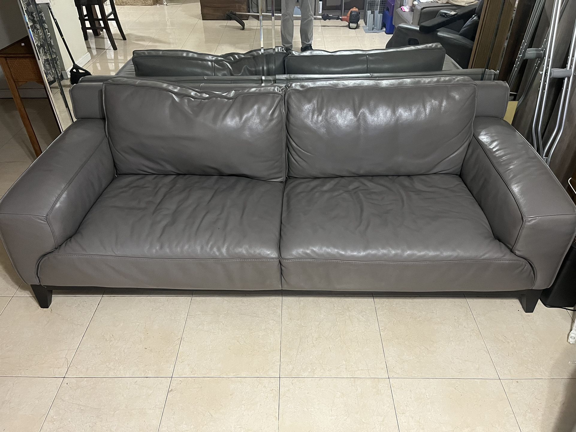 Leather sofa and chair