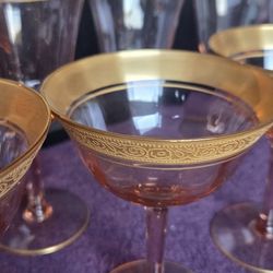 Vintage Tiffin-franciscan gobblets rose pink Wine Glass Set