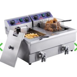 Commercial Electric Deep Fryer with Dual Tanks 3000W New W-21