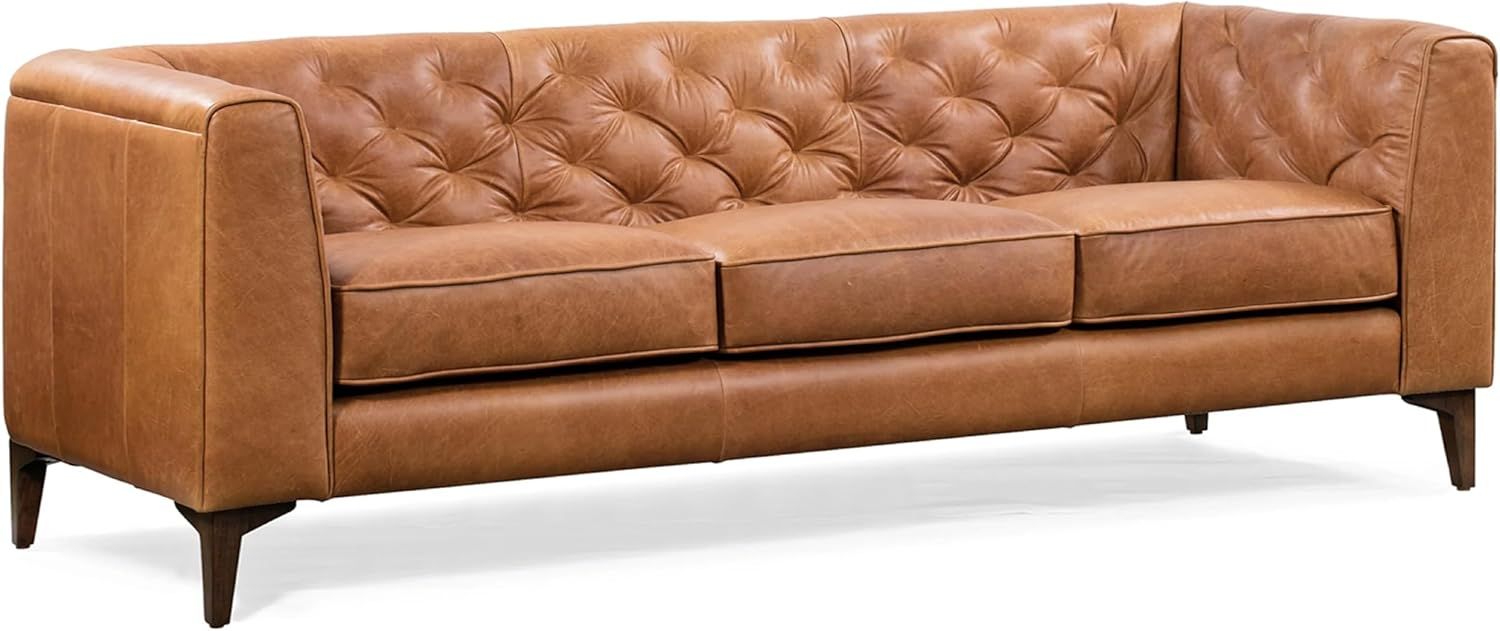 Poly & Bark Essex Leather Couch - 89-Inch Sofa with Tufted Back