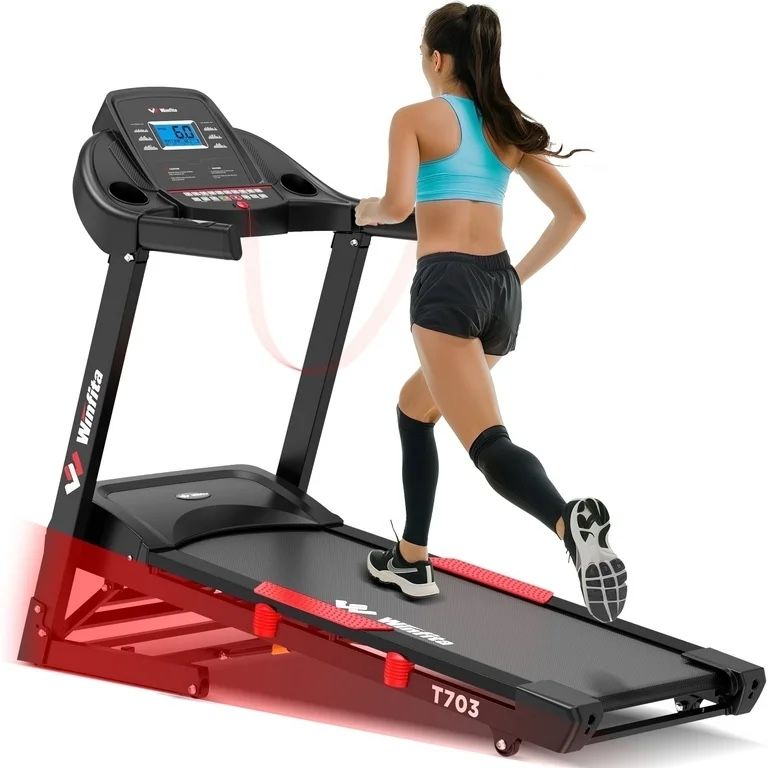 Winfita Treadmill with 15% Auto Incline, 300lbs Capacity, 4.0HP Foldable Treadmill T703