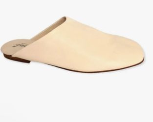 Free People Cream leather slip on mules