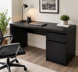 Black Office Desk with Drawers