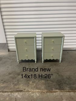 Pair of sage green 3-drawer nightstands set of two