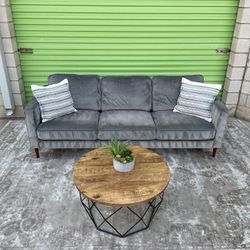 Gray Modern Living Spaces Couch Sofa 