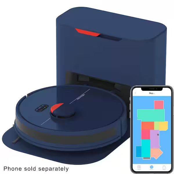 New Dustin Wi-Fi-Connected Self-Emptying Robot Vacuum Cleaner and Mop -Navy