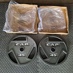 2 CAP 45lb OLYMPIC GRIP PLATES -BRAND NEW- $100  FIRM