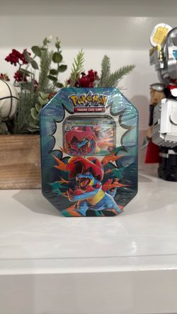 Sealed new Pokemon trading card game ascended hero’s ex tin Mega Feraligatr